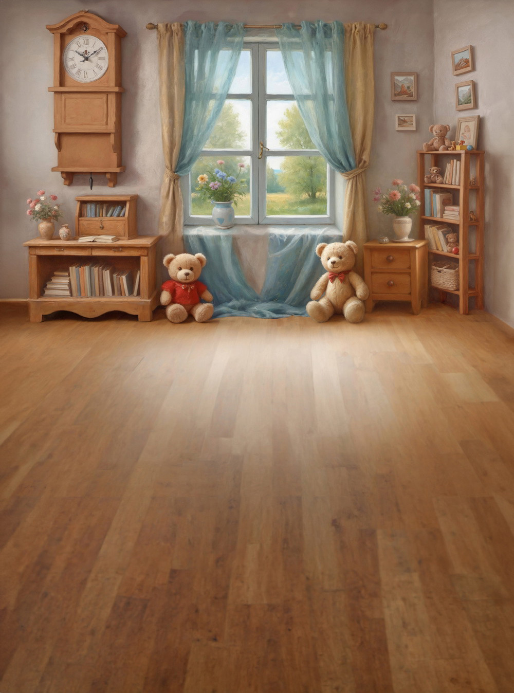 Combined backdrop "Teddy bears spring room"