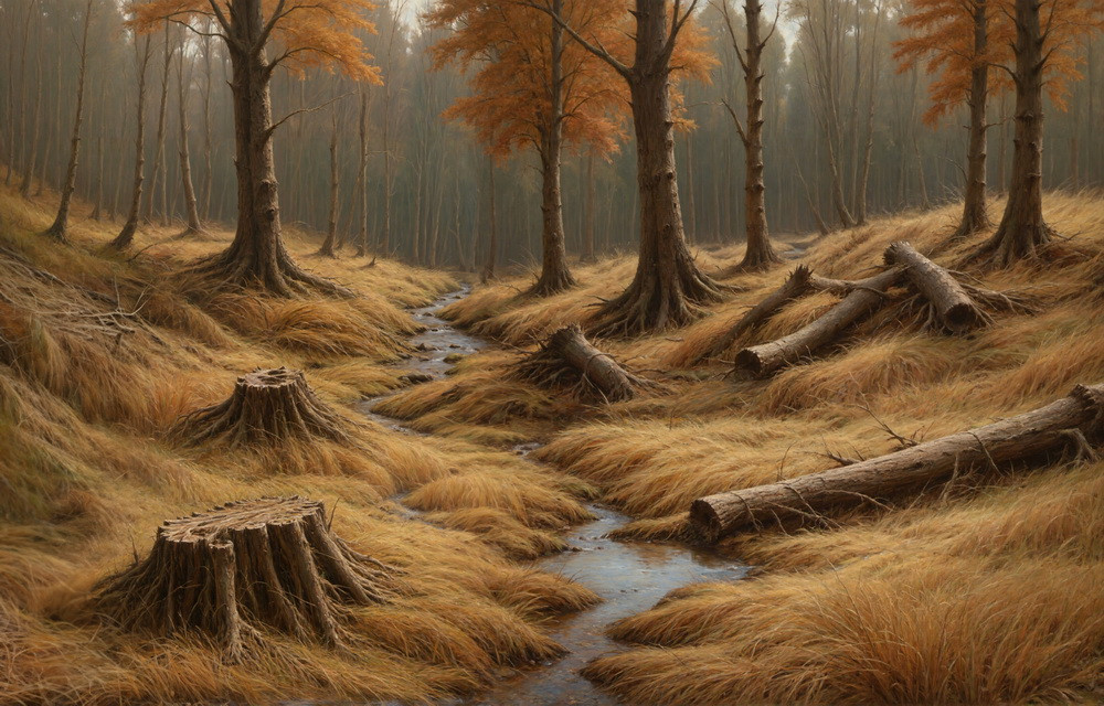 Backdrop "Autumn forest stream"