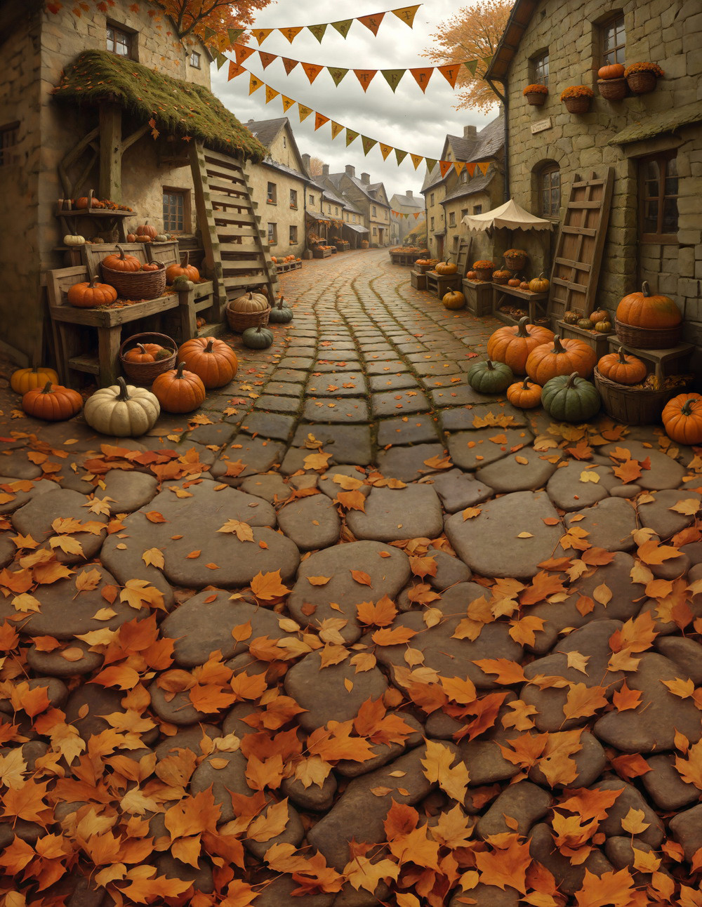 Combined-backdrop "Pumpkin village"