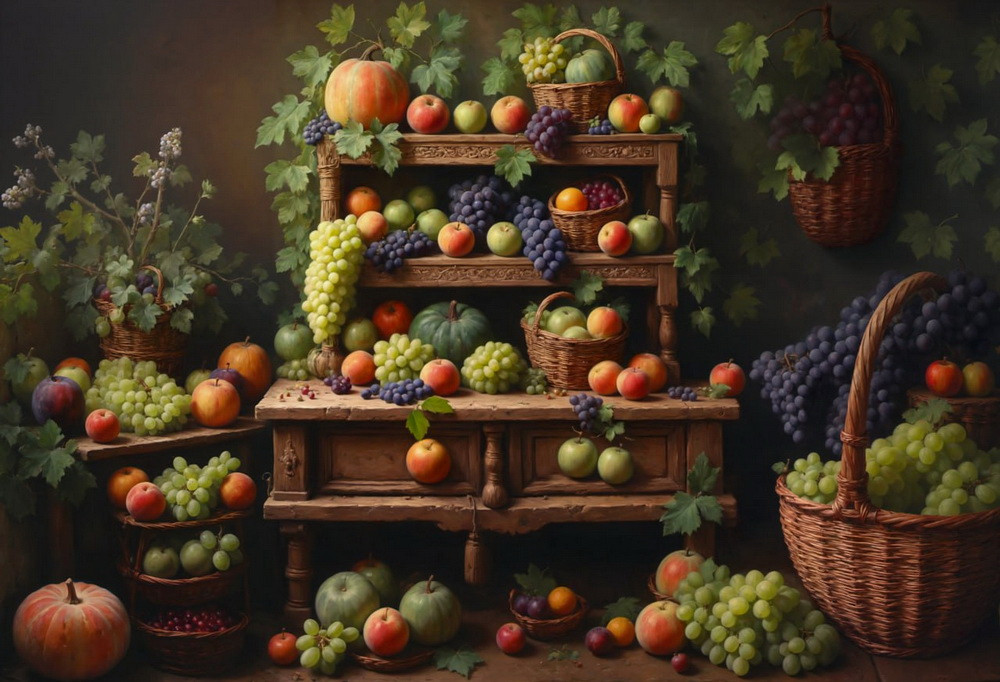 Backdrop "Still life with vines"