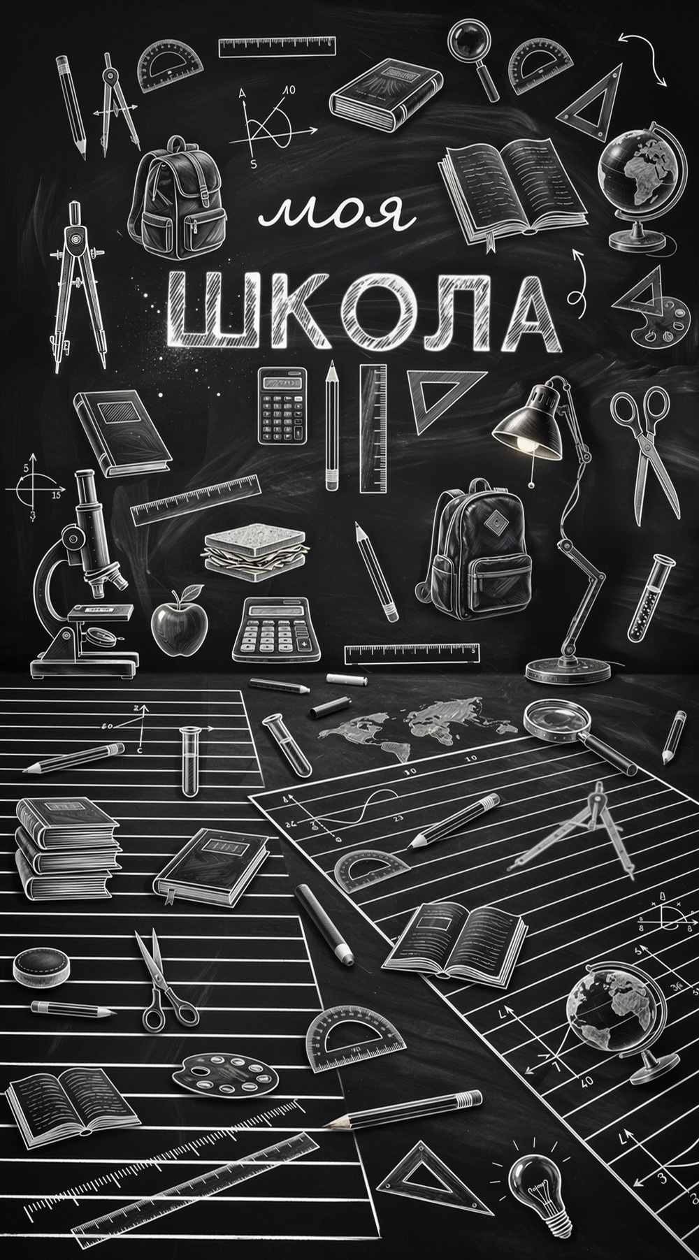 Фотозона "Моя школа" стена/пол на заказ вар.2