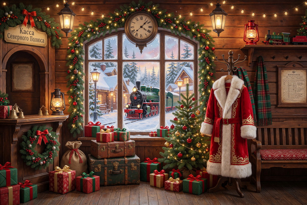 Backdrop "Santa's train station"