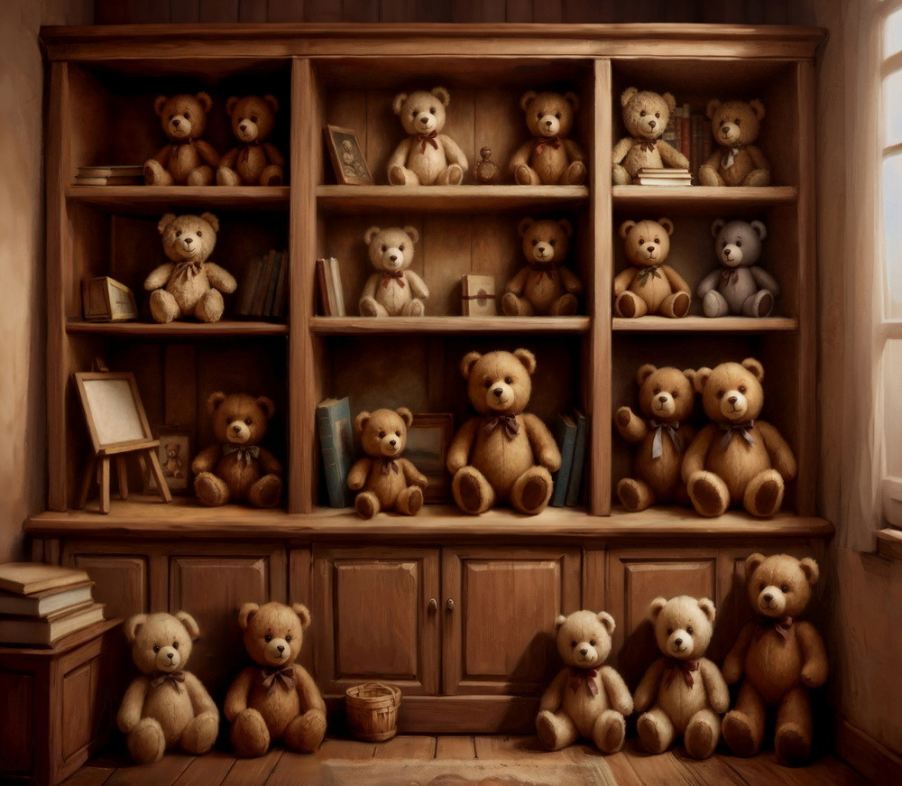 Нейрофотофон "Полка с мимишками темная 2.0"