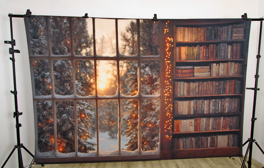 Combined backdrop "Winter sunrise, library"